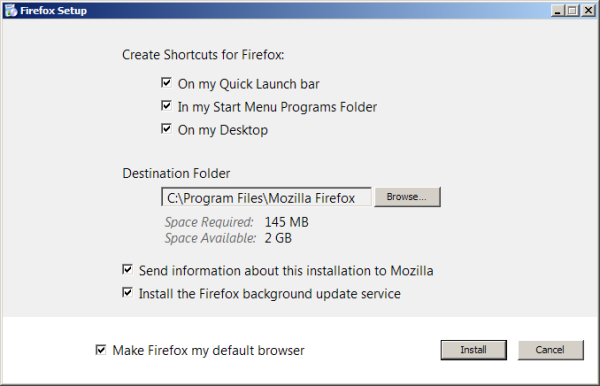 Direcció del perfil de Firefox