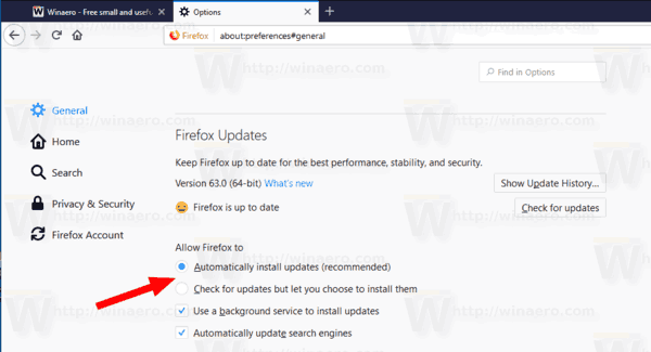 Firefox 63 -päivitykset poistettu käytöstä