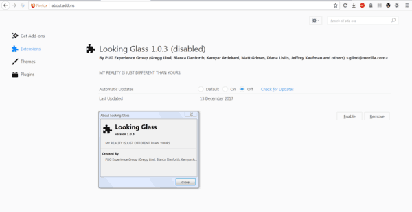Looking Glass Firefox