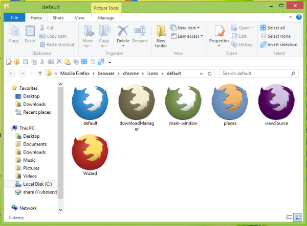 pielāgotas Firefox ikonas