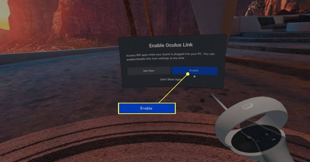 Oculus Quest 2 헤드셋에서 Oculus Link를 활성화합니다.