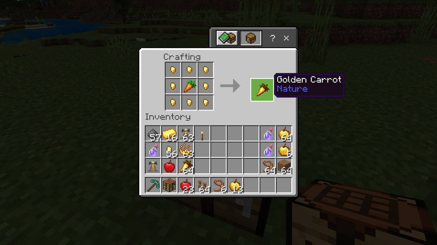 Recept na zlatou mrkev v Crafting Table v Minecraftu