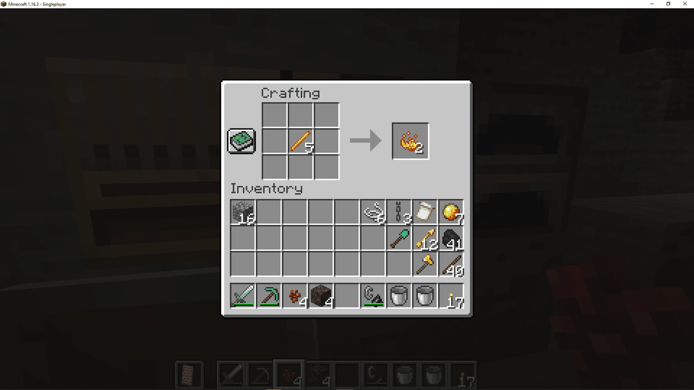 Fabriquer de la poudre de feu dans Minecraft.