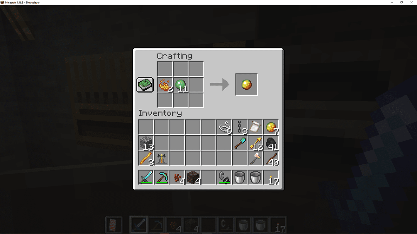 Una captura de pantalla de la recepta de crema de magma a Minecraft.