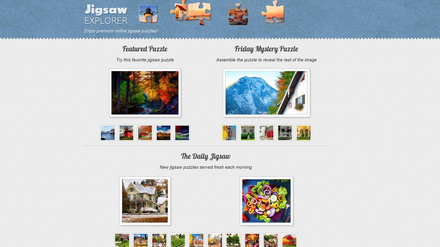 Gratis online puslespil hjemmeside, Jigsaw Explorer.