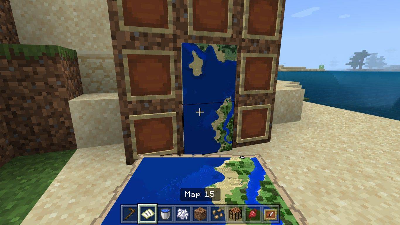 Souvislá mapa na zdi v Minecraftu