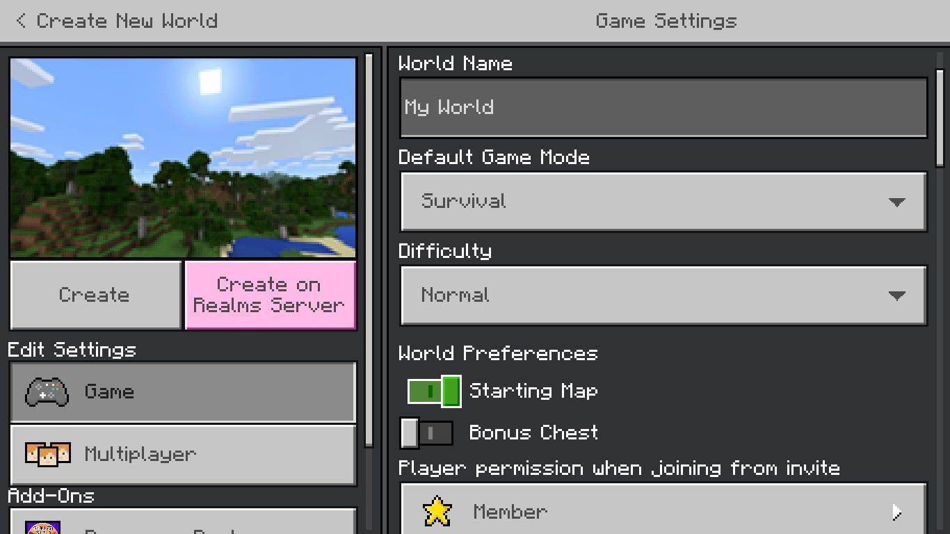 การเริ่มต้นแผนที่ในการตั้งค่า Minecraft World