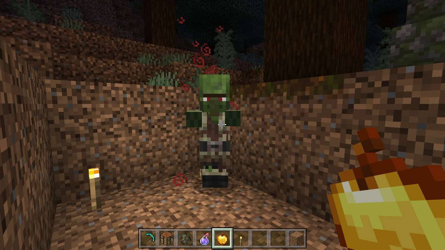 Seorang Penduduk Desa Zombie sedang disembuhkan di Minecraft