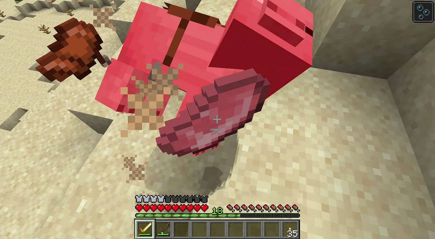 Membunuh babi di Minecraft.