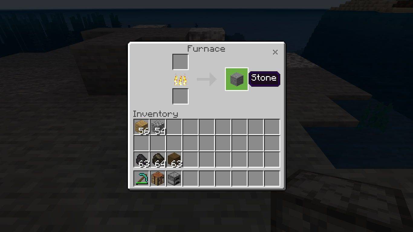 Stone στο μενού Furnace στο Minecraft