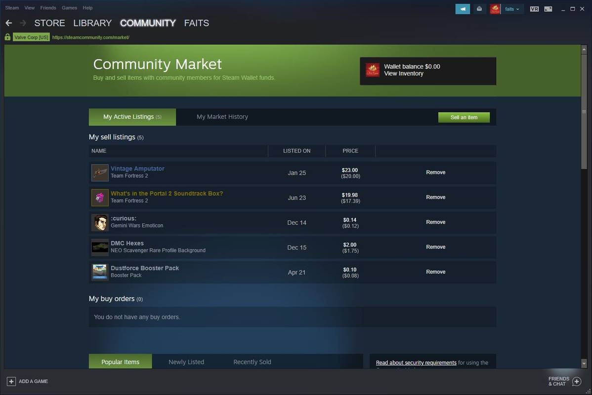 Mercato della comunità di Steam.