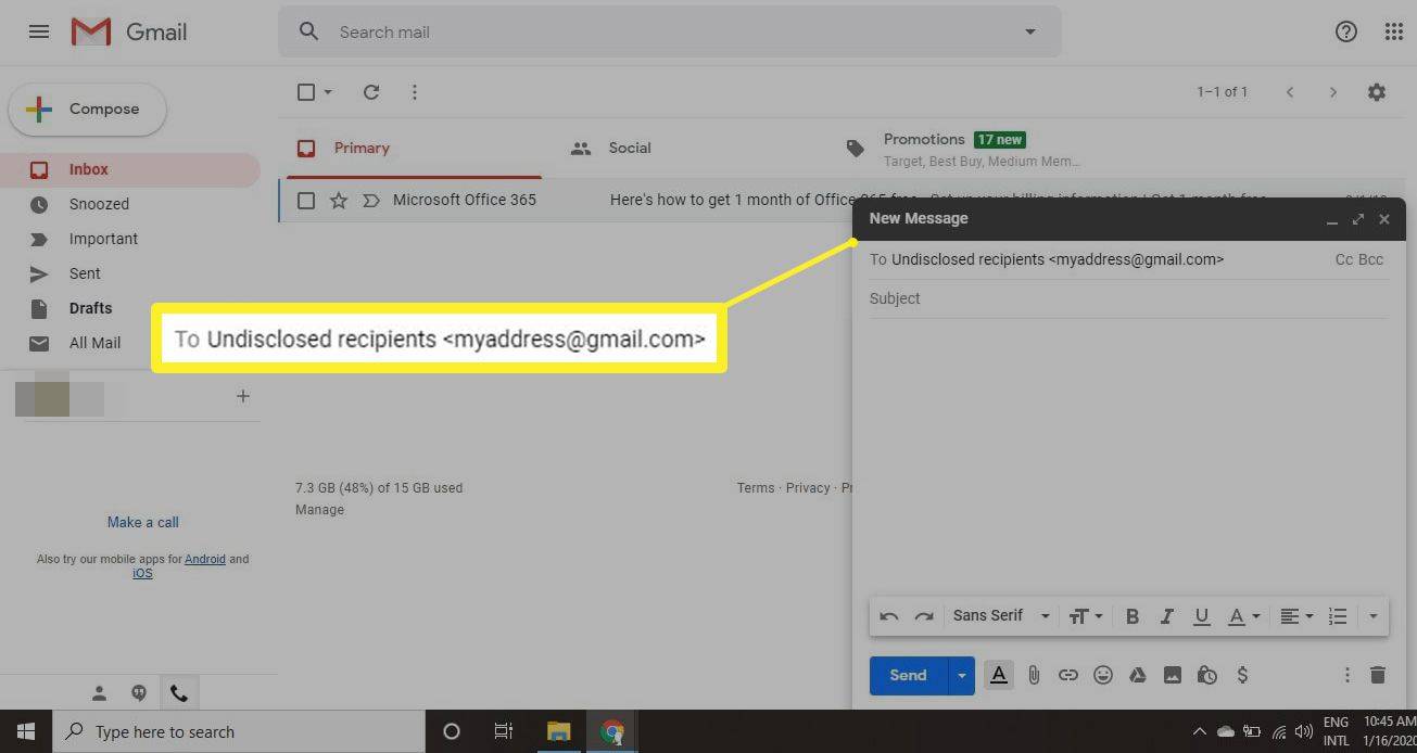 Gửi tới những người nhận không được tiết lộ trong Gmail