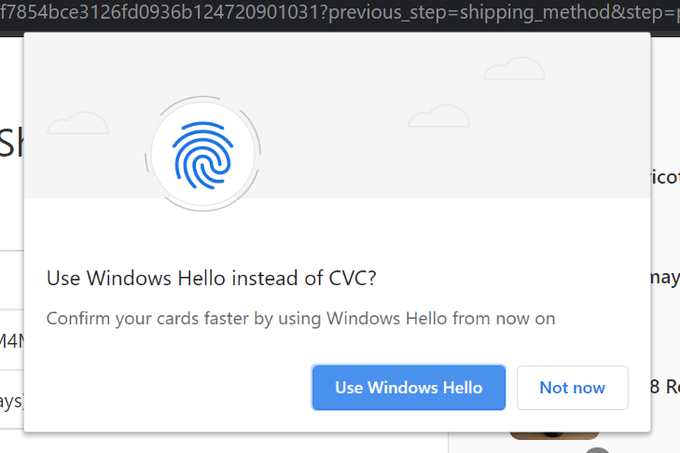 Chrome Windows Hello Payments