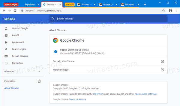 Grupy kart Google Chrome
