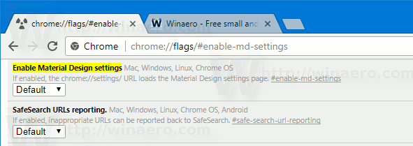 Chrome 59 Ayarlar Sayfası