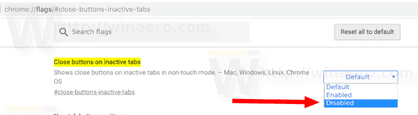 Tombol Tutup Chrome Tab Tidak Aktif