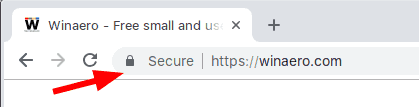 Insignia verde de Chrome 69 Secure Text para HTTPS