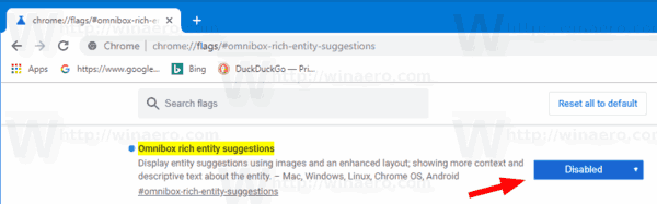 Desactiveu els suggeriments de cerca enriquits de Chrome