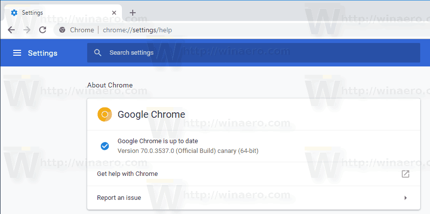 Windows 10 Chrome Canary