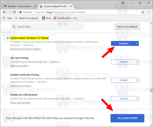 Natívny titulok pre Windows 10 Google Chrome