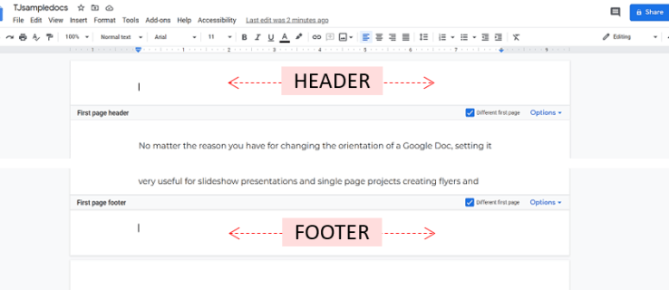 כיצד להסיר את הכותרת התחתונה ב- Google Docs
