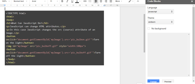 Comment ajouter une coloration syntaxique au code source dans Google Docs