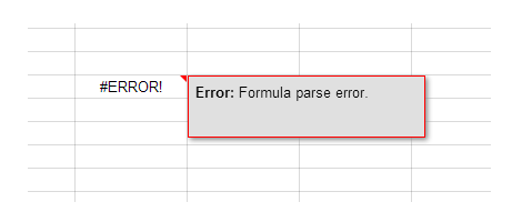 Google Sheets Formula Parse Error - Så här fixar du