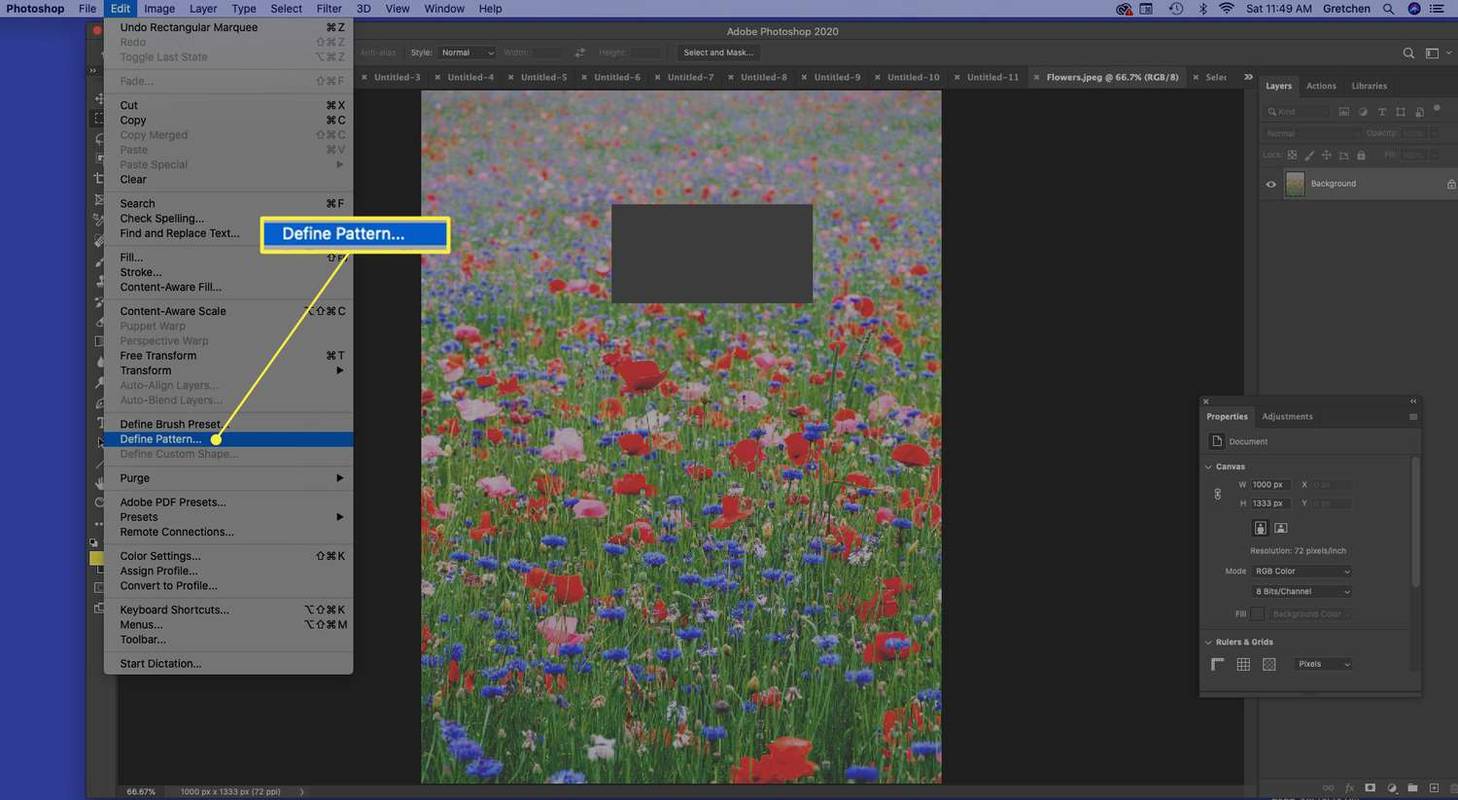 Zdefiniuj wzór wyróżniony w Photoshopie za pomocą obrazu kwiatów