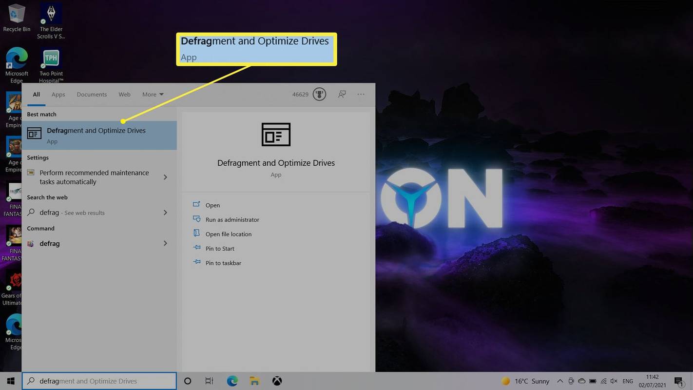 Aplikacja do defragmentacji i optymalizacji dysku w systemie Windows 10