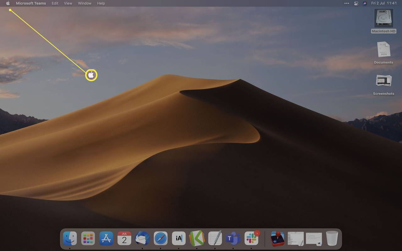 Desktop MacOS dengan logo Apple diserlahkan