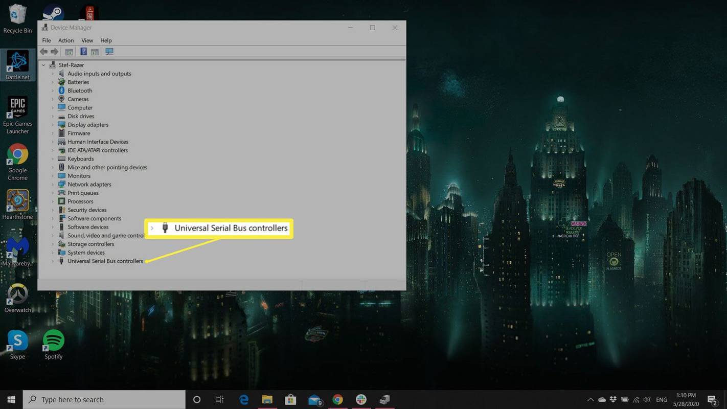 O captură de ecran care arată panoul Device Manager în Windows.
