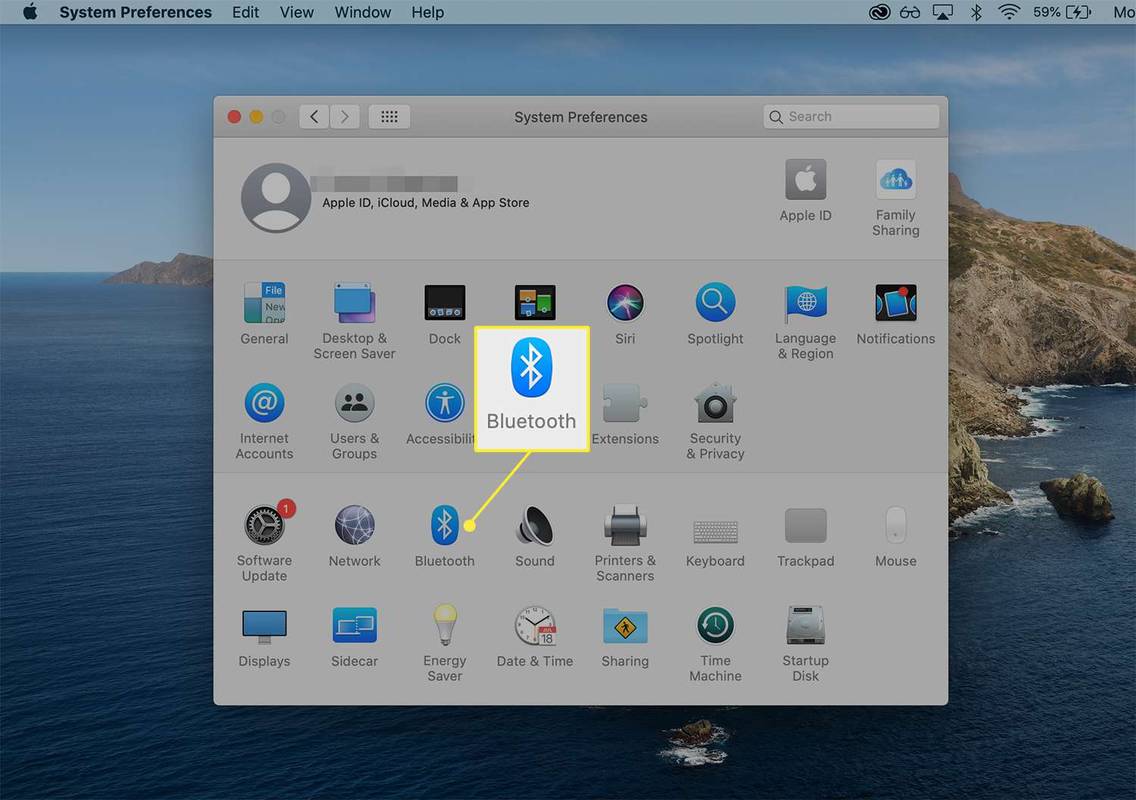 ไอคอน Bluetooth จากการตั้งค่าระบบบน macOS