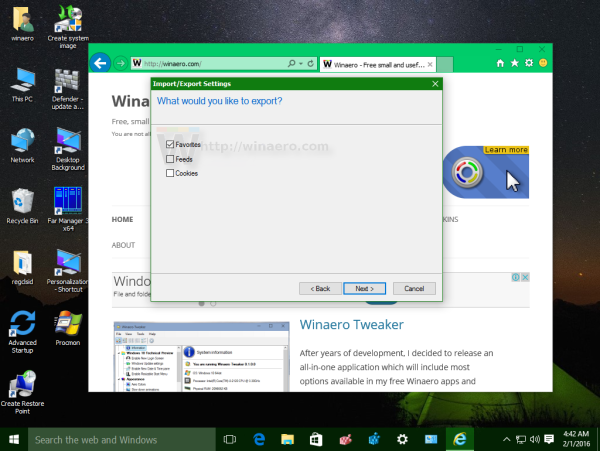 ملف الإشارات المرجعية لنظام التشغيل Windows 10
