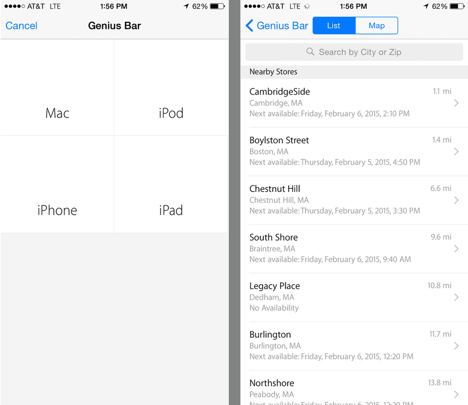 készítsen képernyőképeket az Apple Store találkozók alkalmazásáról