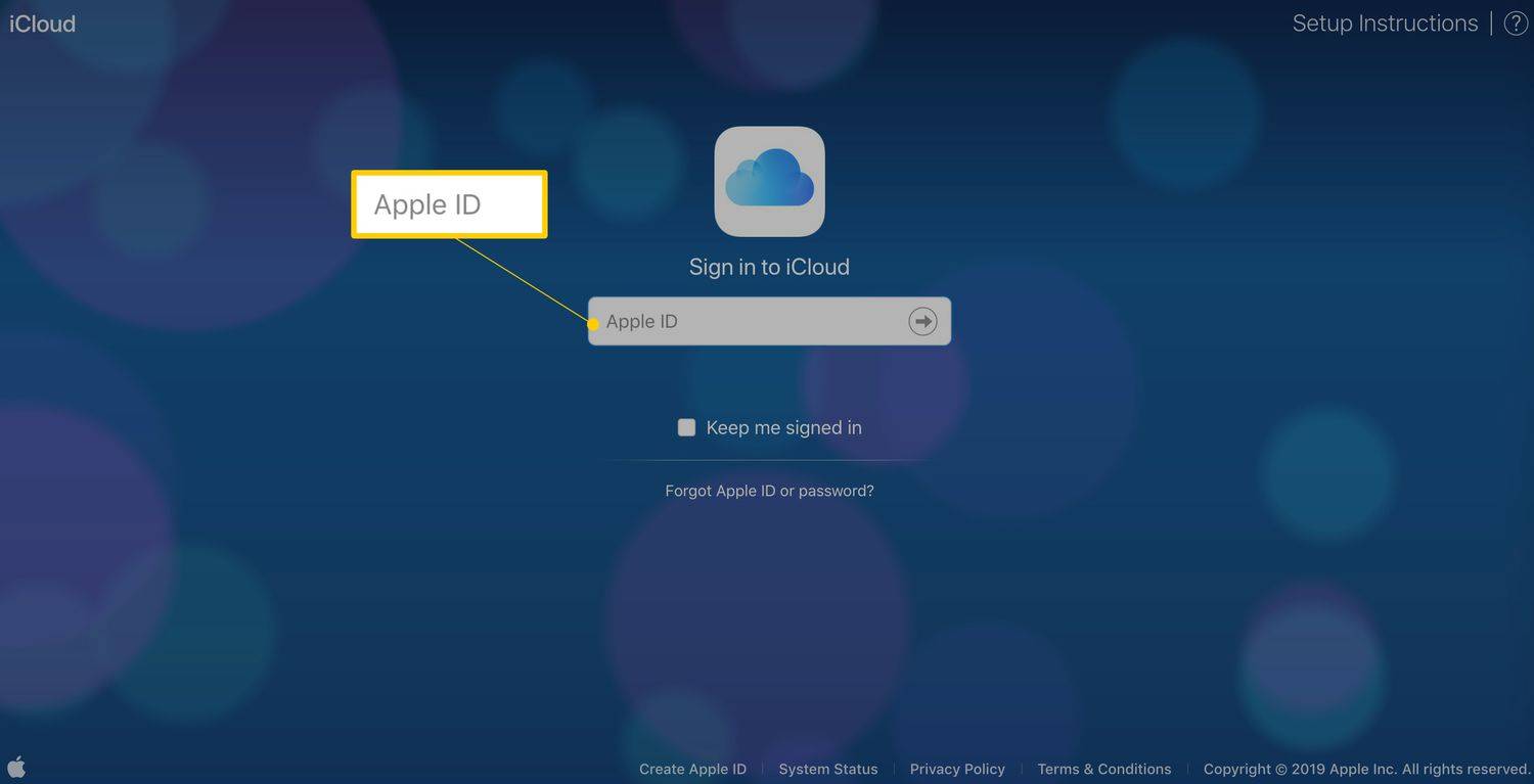 Apple ID sa pahina ng Mag-sign in sa iCloud