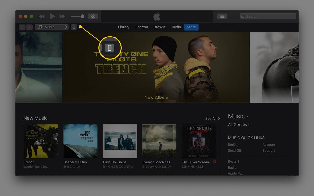 iPhone-ikon i iTunes-vinduet