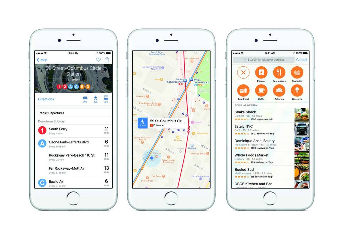 Mga screenshot ng Apple Maps