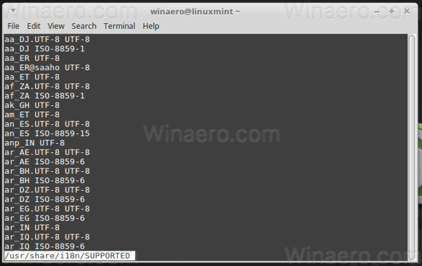 Lista obsługiwanych lokalizacji Linux Mint 2