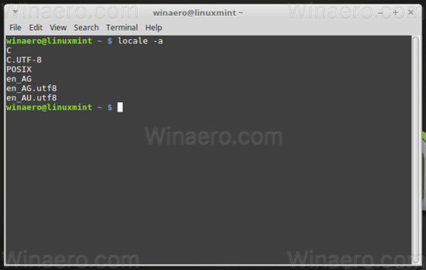 Linux Mint Liste over lokaliteter