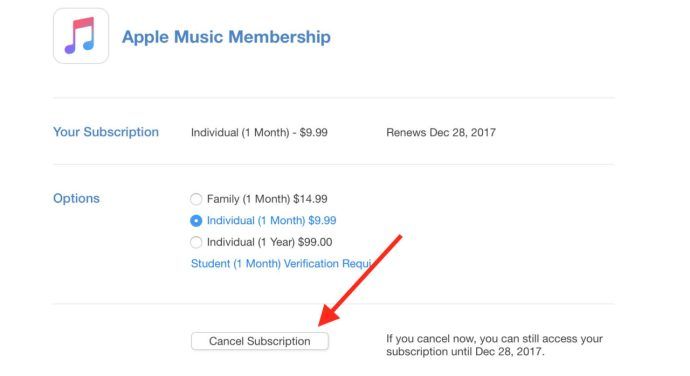 Zrušiť predplatné Apple Music