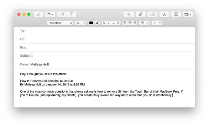 поставяне и съвпадение на стил mac поща