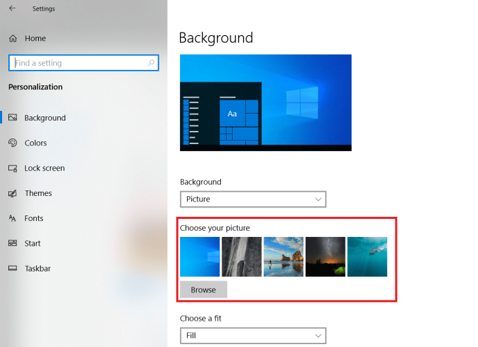 Microsoft Windows 10 배경 화면 변경 방법-개인화 찾아보기