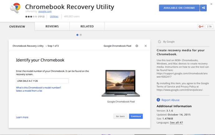 Εργαλείο ανάκτησης Chromebook