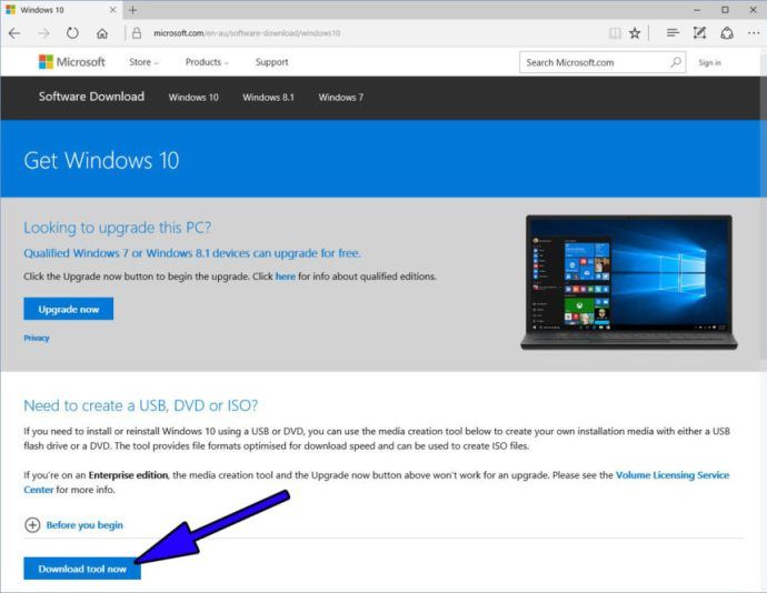 Windows 10 Ladda ner verktyg för skapande av media