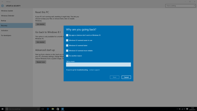 Cara downgrade Windows 10 ke Windows 8.1 dan Windows 7 - jawaban pilihan ganda
