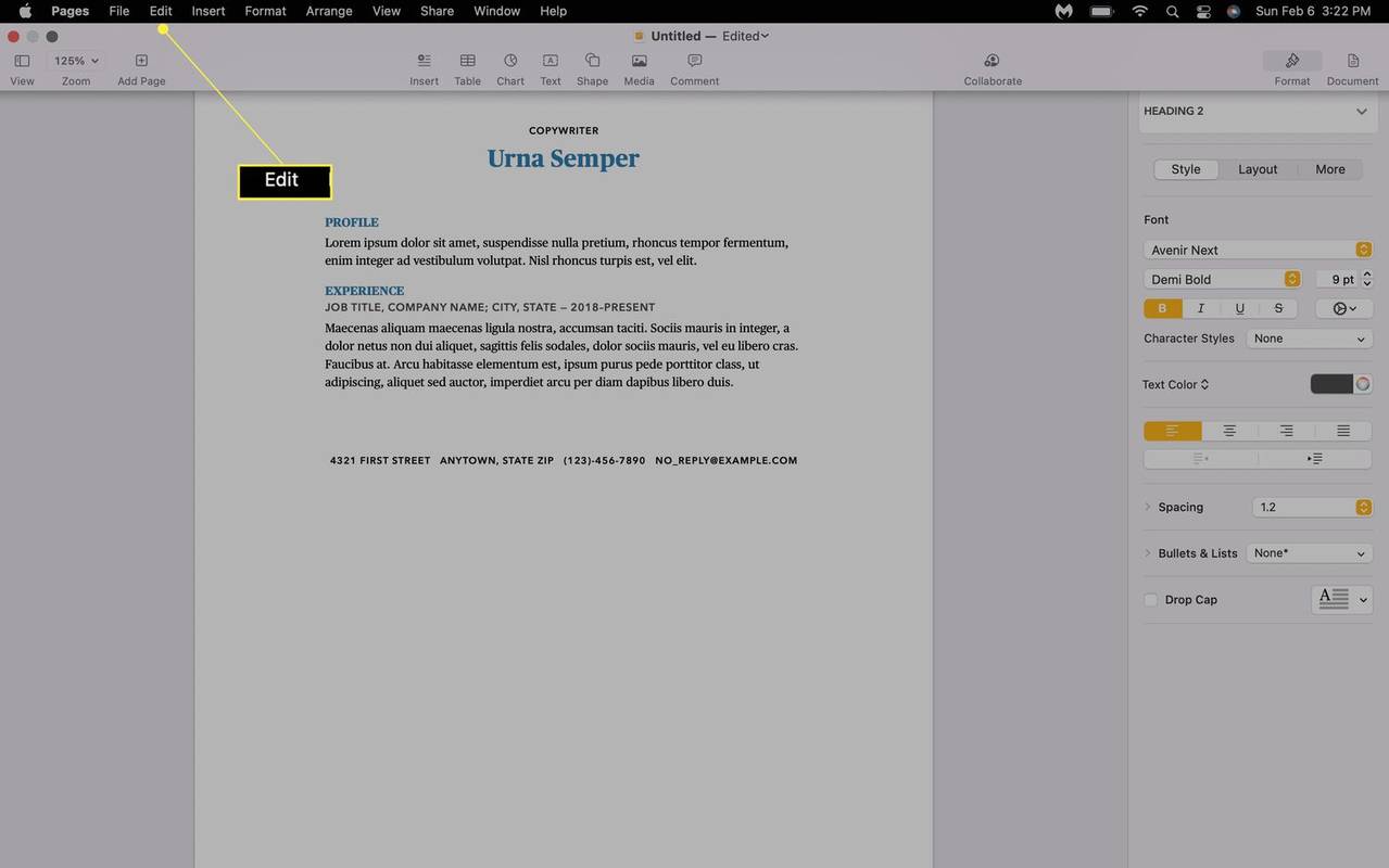 I-edit ang naka-highlight sa Mac menu bar.