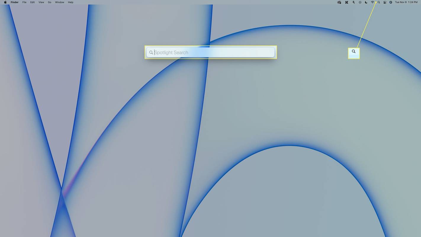 Lupa e holofote abertos em um desktop Mac