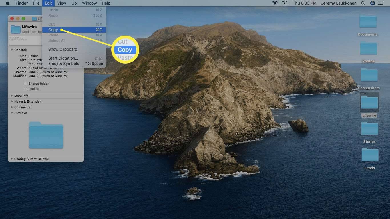 macOS پر آئیکن کاپی کرنے کا اسکرین شاٹ۔