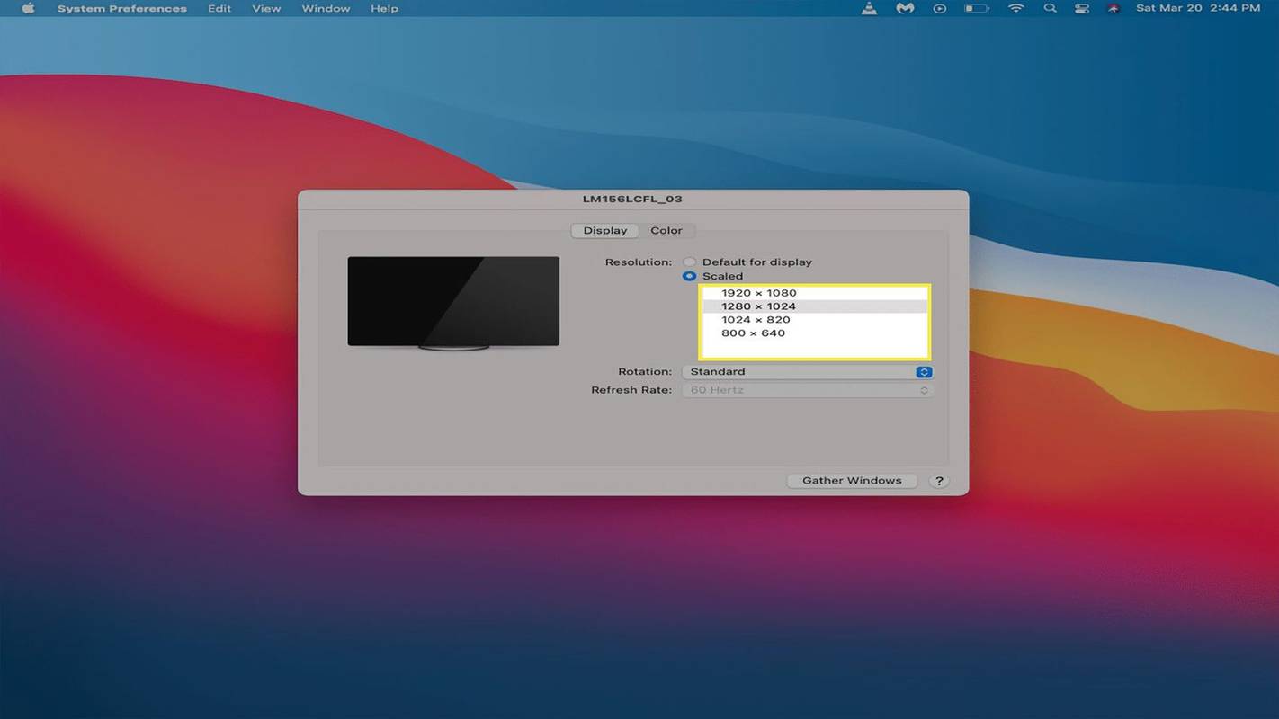 Rozdzielczość 1920 x 1080 podświetlona na rozciągniętym zrzucie ekranu systemu macOS.