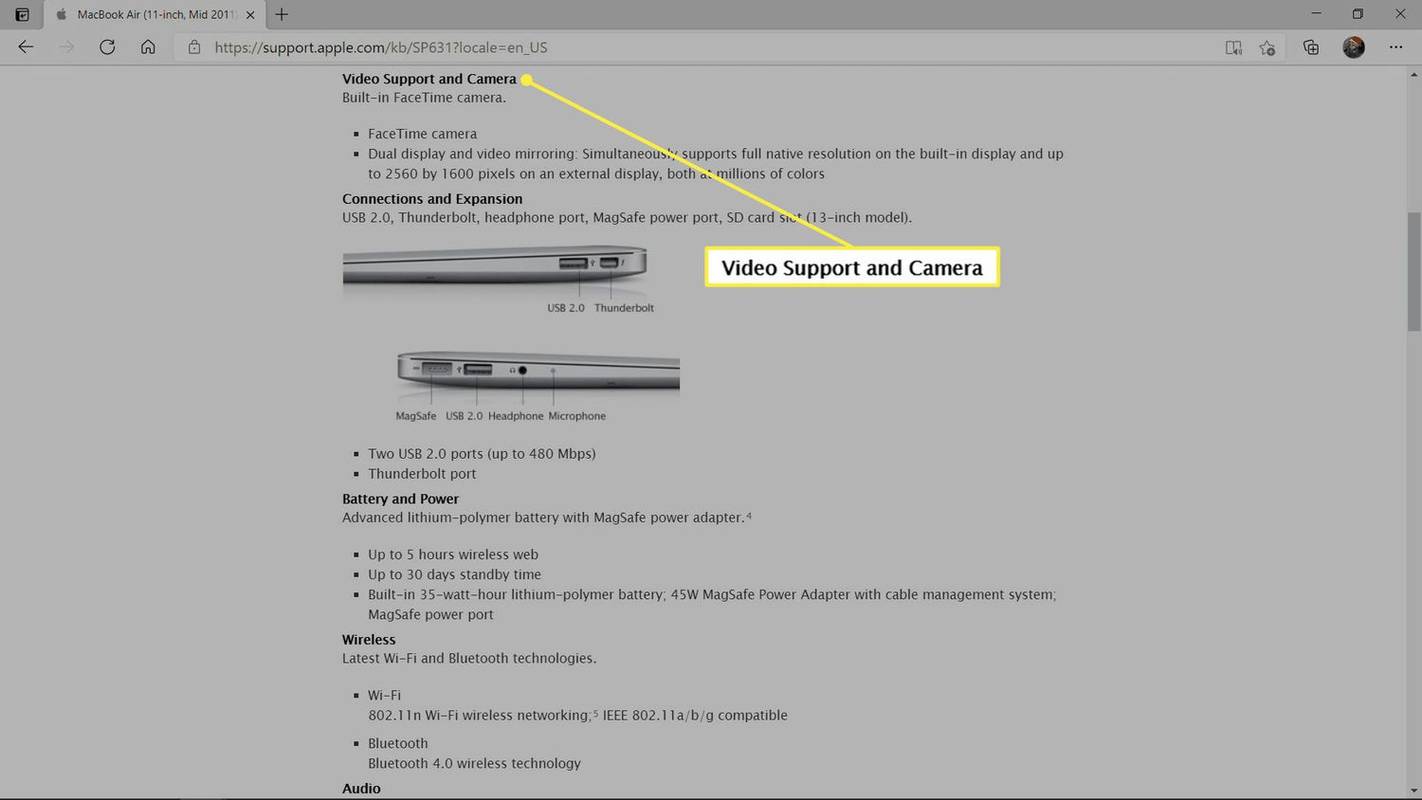 Sekcia podpory videa zvýraznená na stránke podpory spoločnosti Apple.